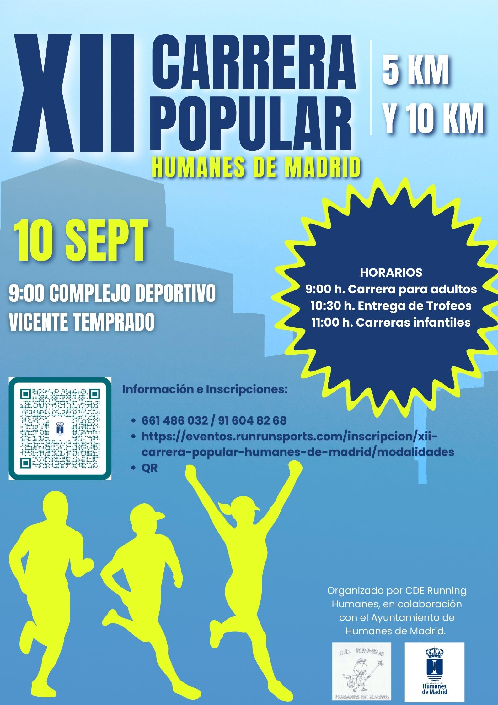 Inscripciones abiertas para la XII Carrera Popular “Humanes de Madrid”, que se celebrará el 10 de septiembre