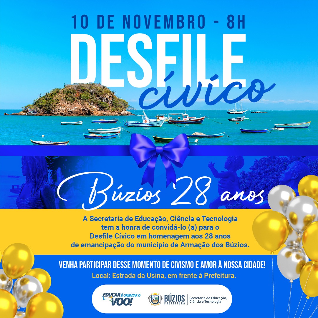 Desfile Cívico abre as comemorações do aniversário de 28 anos da emancipação de Armação de Búzios em novembro