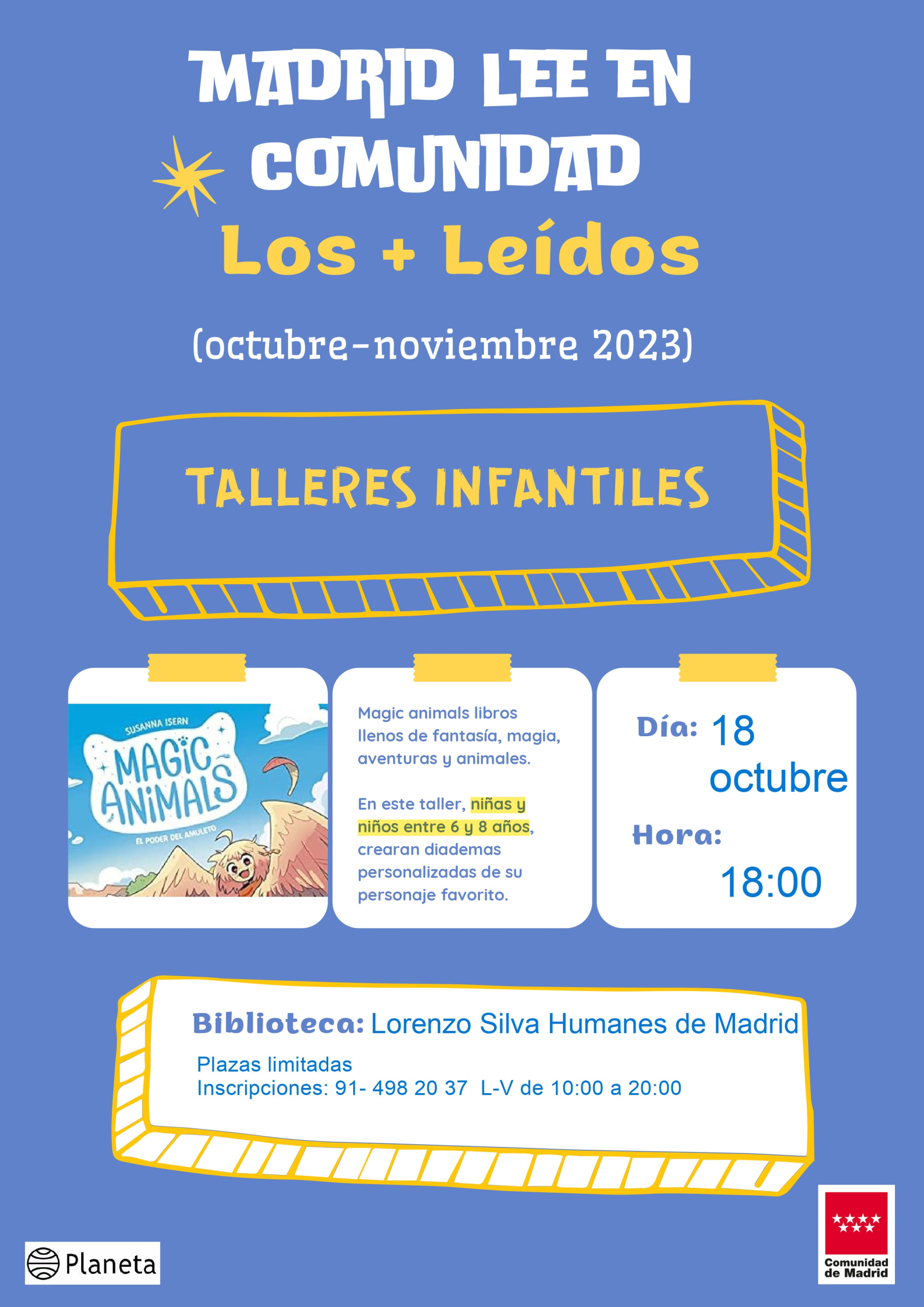 El 18 de octubre, taller de fomento de la lectura para los más pequeños en la Biblioteca Municipal “Lorenzo Silva”