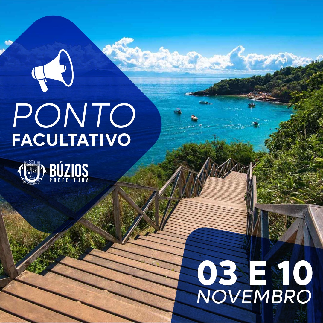 Prefeitura de Búzios decreta ponto facultativo nos dias 03 e 10 de novembro